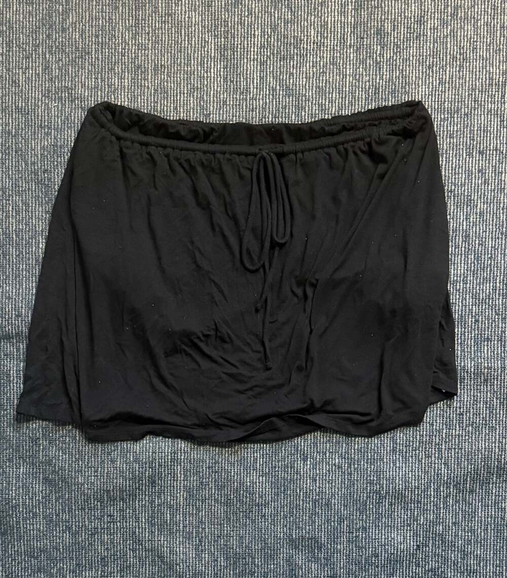 H&M Black Drawstring Bubble Mini Skirt Skort